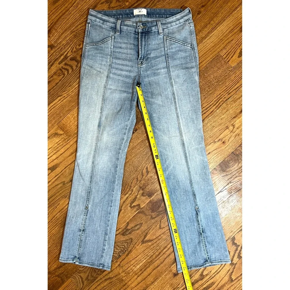 7 For All Mankind Seamed Flare Jeans Light Wash Split‎ Hem Size 31